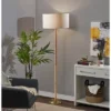 Madeline Floor Lamp Natural Rubberwood Antique Brass - Adesso