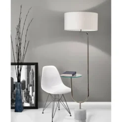 65" Sloan Shelf Floor Lamp Medium Silver - Adesso